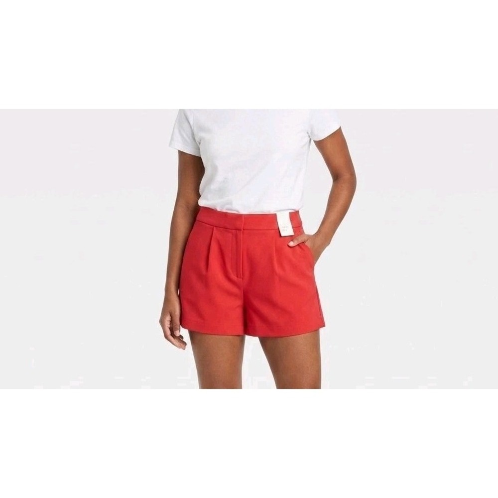 A‎ New Day Women's High-Rise Tailored Shorts Red Size 10